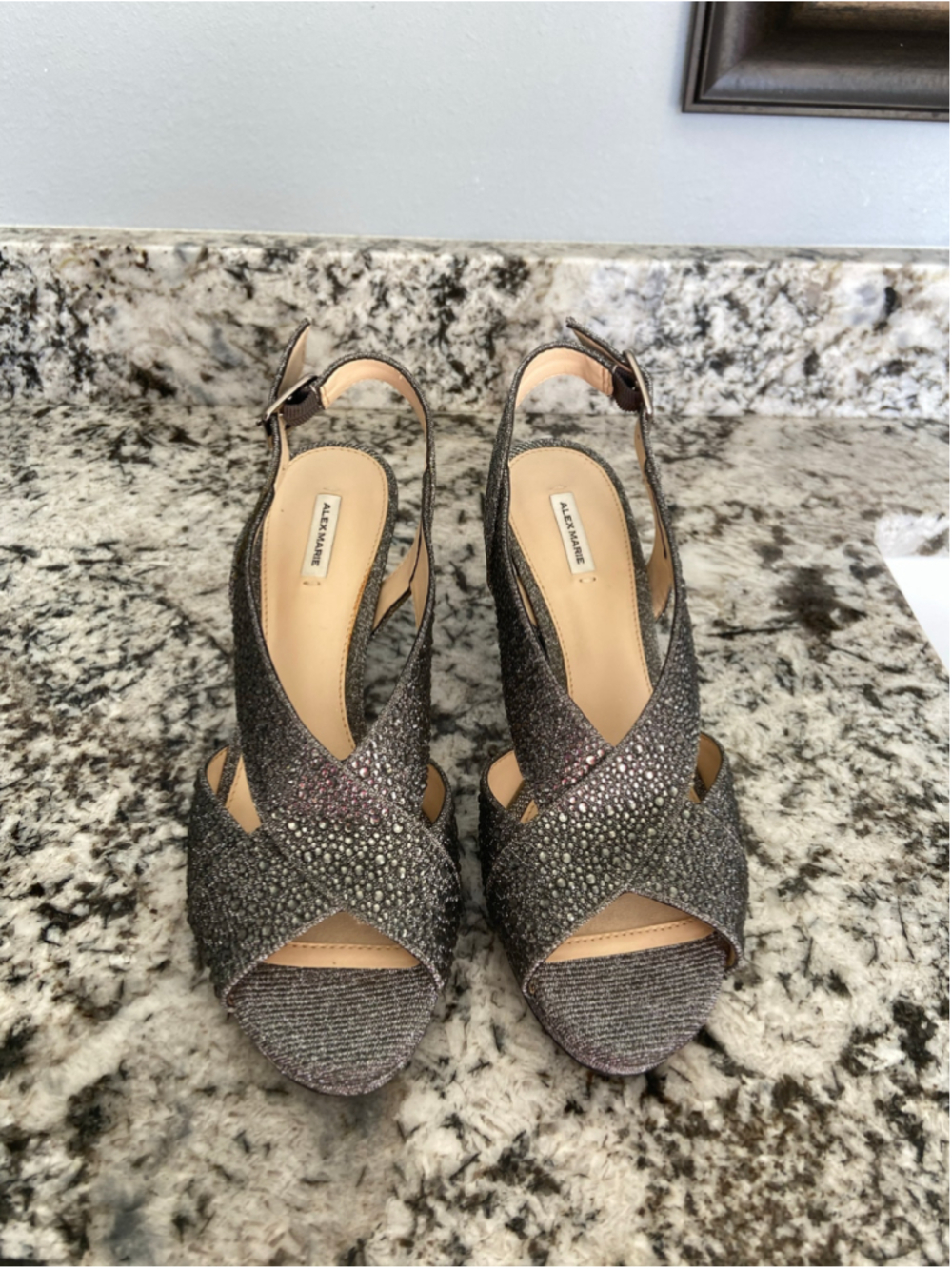 Alex Marie elegant, silver heels, size 8 1/2